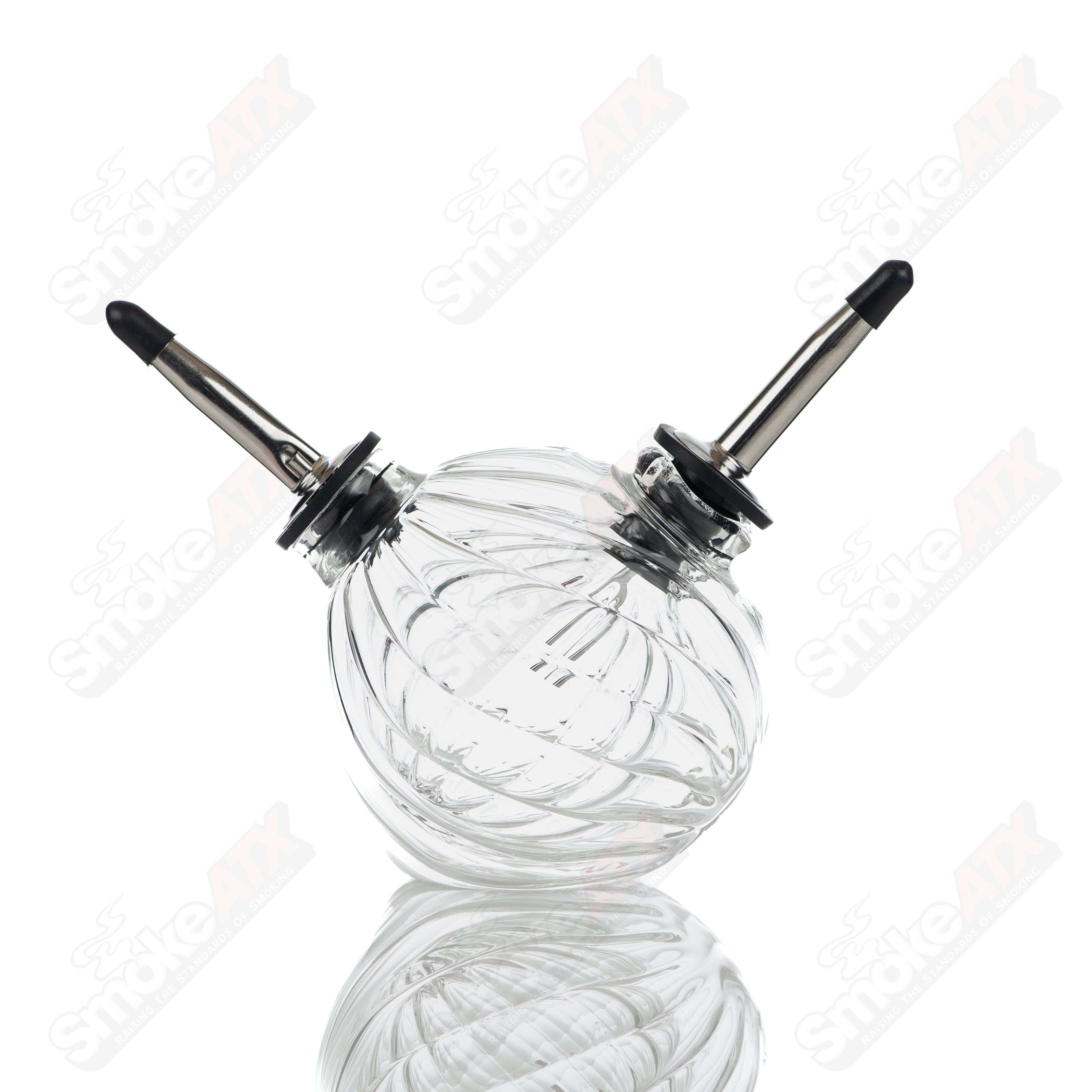 Two in One Oil & Vinegar Scalloped Sphere Bottle By Texas Hot Glass - Smoke ATX