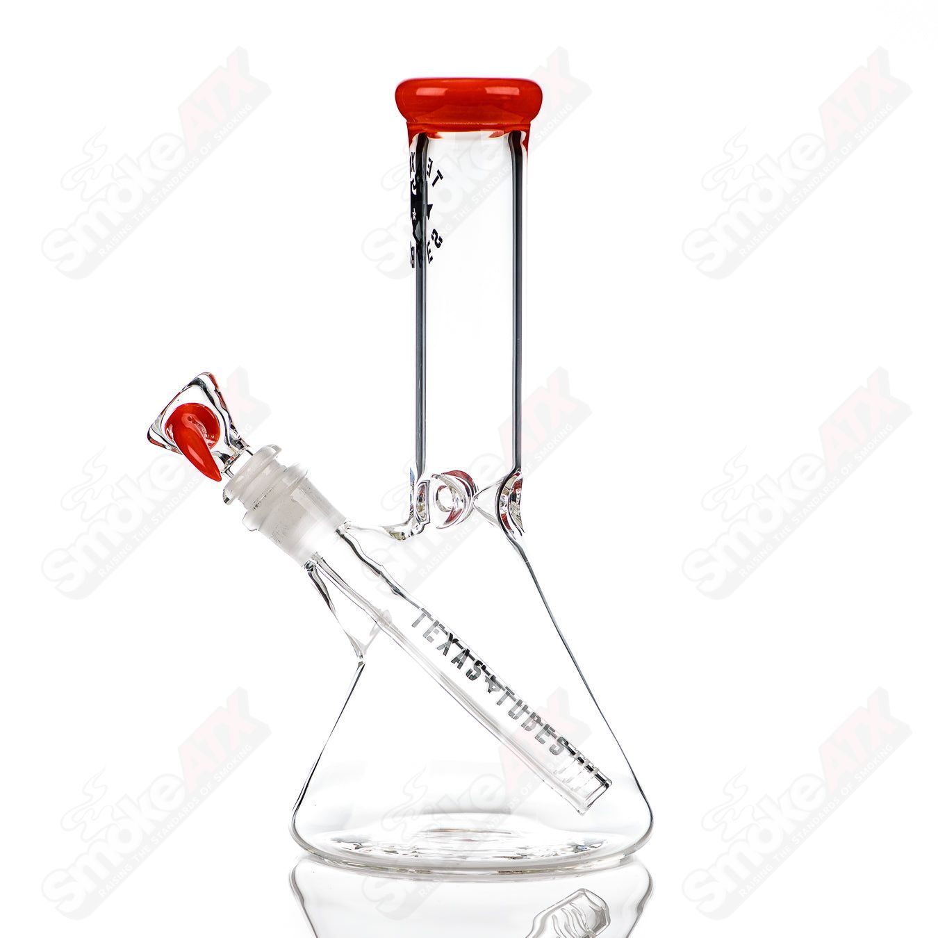 10in 14mm Color Accent Beaker (Orange Crayon) Texas Tubes - Smoke ATX