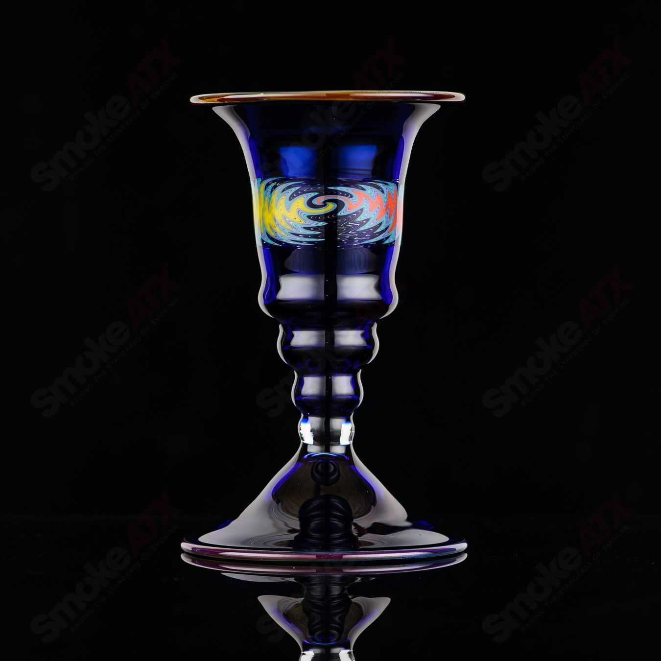 Cobalt Wig Wag Footed Sherry Glass Eusheen (2005) - Smoke ATX