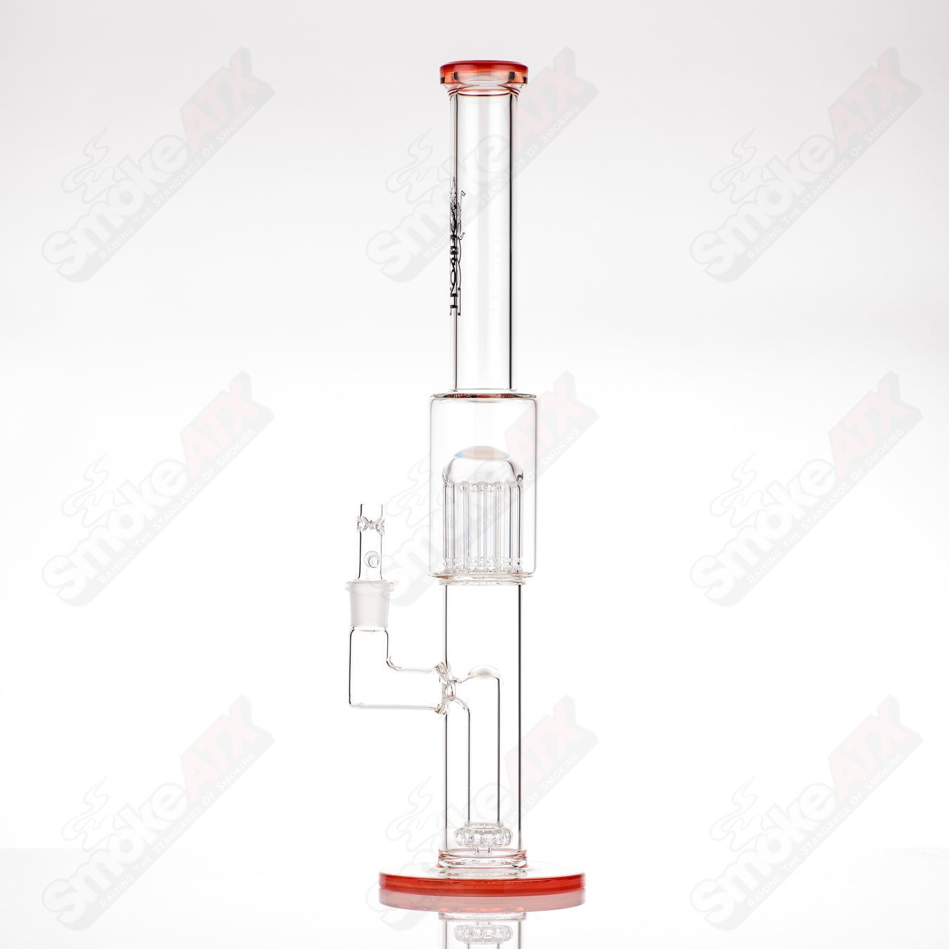 #2 18mm Circ to 13 Arm Perc w Color Foot/Mouthpiece Accents Toro Glass - Smoke ATX
