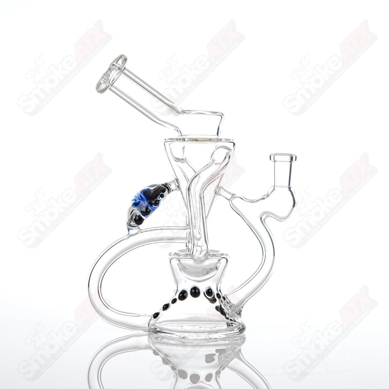 Clear Dual Uptake Recycler King Leo Glass - Smoke ATX