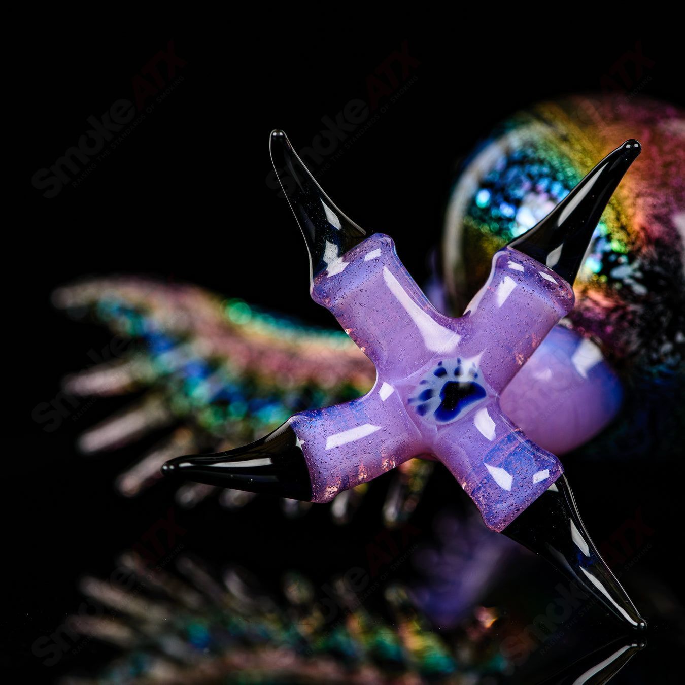 Dichro EDM Owl by Four Winds Flameworks & Turtle Time Glass - Smoke ATX