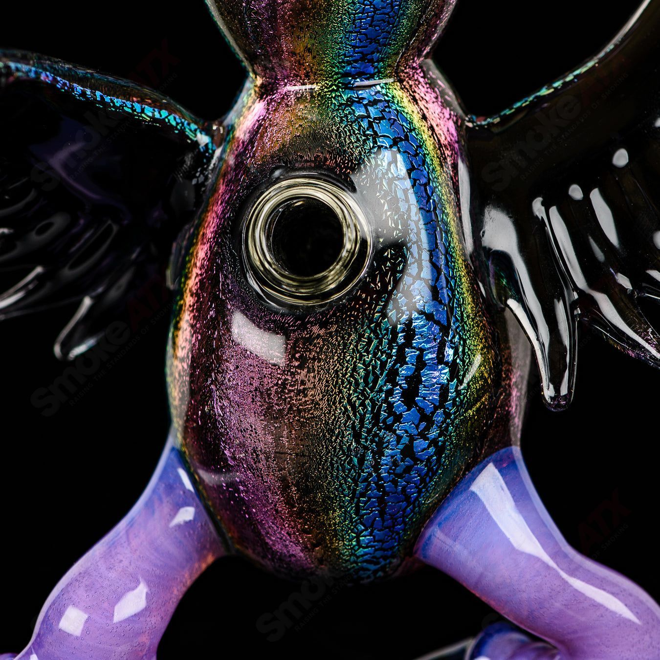 Dichro EDM Owl by Four Winds Flameworks & Turtle Time Glass - Smoke ATX