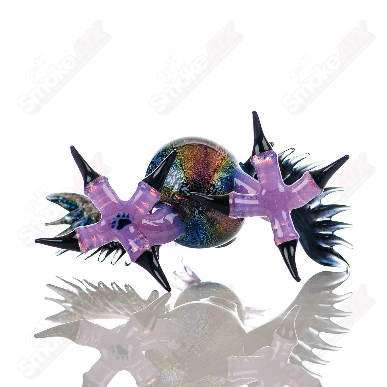 Dichro EDM Owl by Four Winds Flameworks & Turtle Time Glass - Smoke ATX