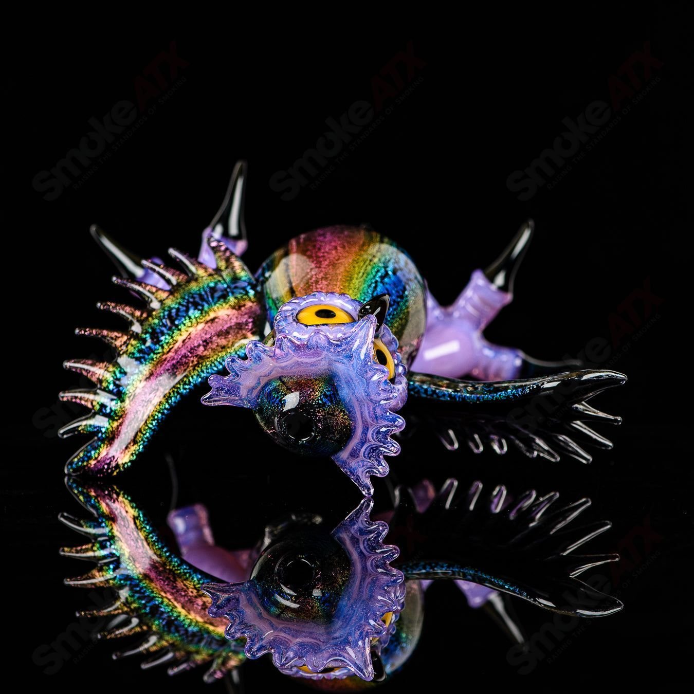 Dichro EDM Owl by Four Winds Flameworks & Turtle Time Glass - Smoke ATX