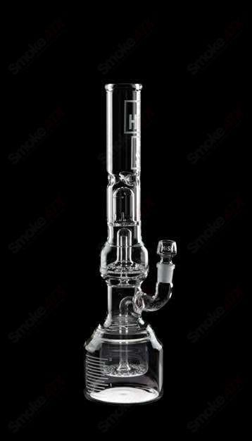 Double Geyser Perc 18" Beaker HiSi Glass - Smoke ATX