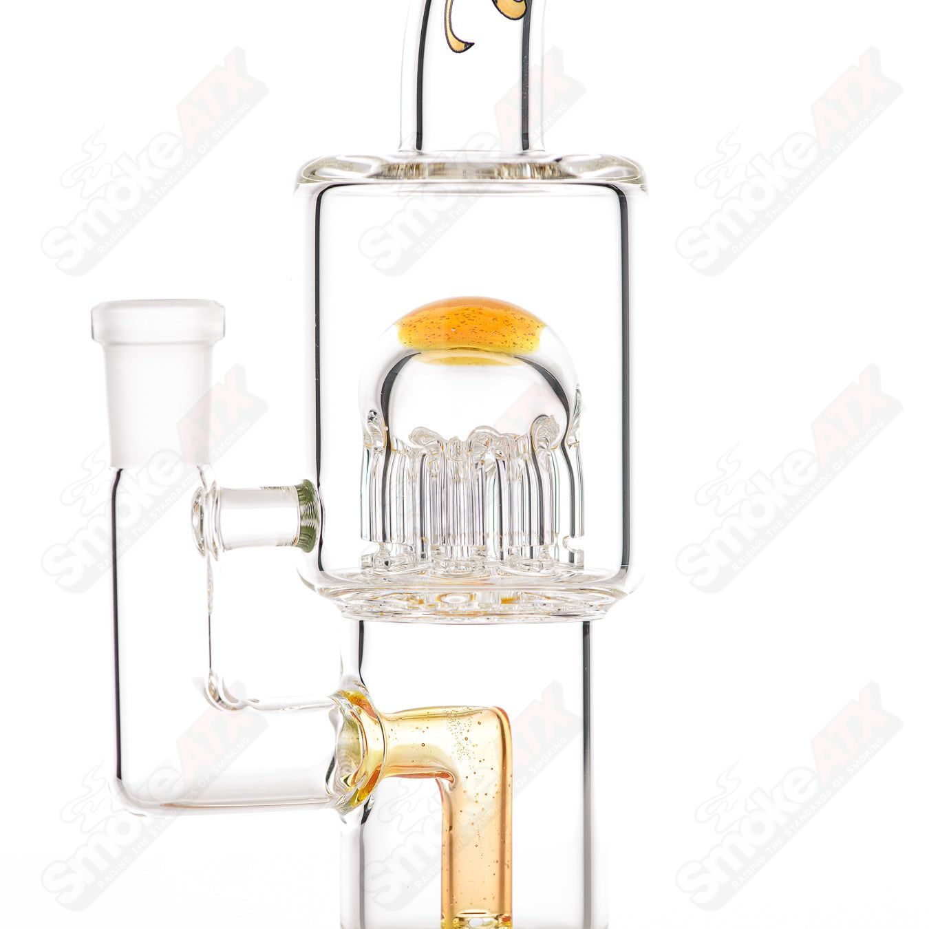 #2 10mm Double Macro 8-Arm Tree w 2 Color Accent Foot/Mouthpiece Toro Glass - Smoke ATX