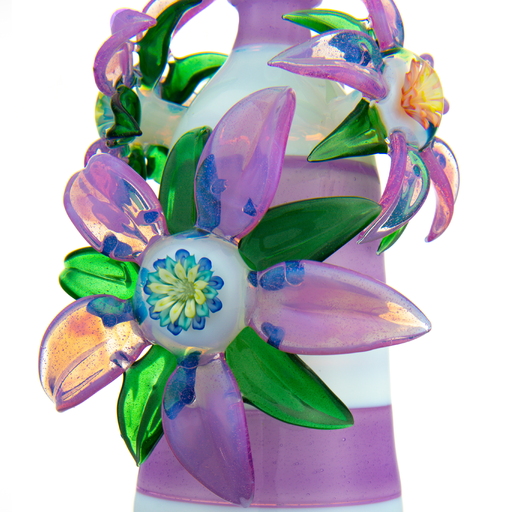 White & Purple Habitat X Kimmo Glass Flower Rig - Smoke ATX