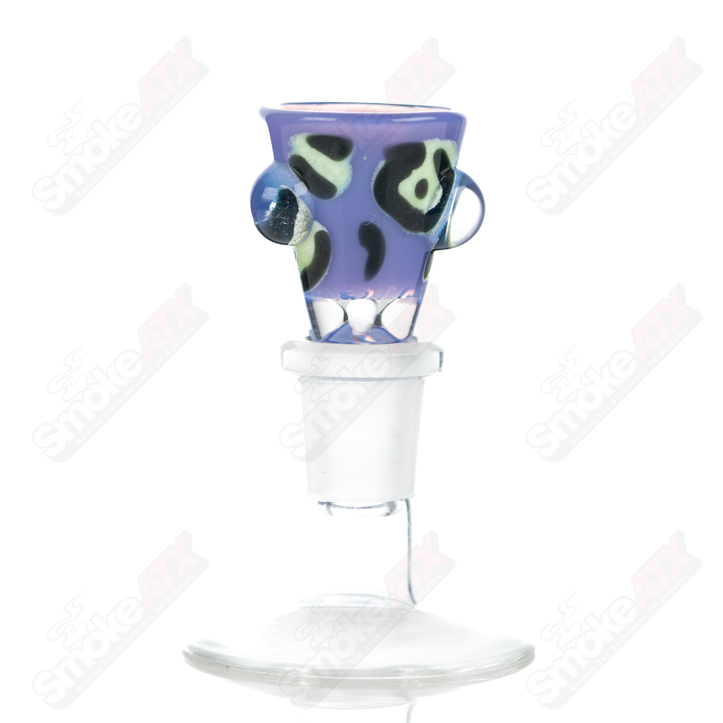 #4 14mm Leopard Print Martini Bowl w Dots Adventures In Glass Blowing - Smoke ATX