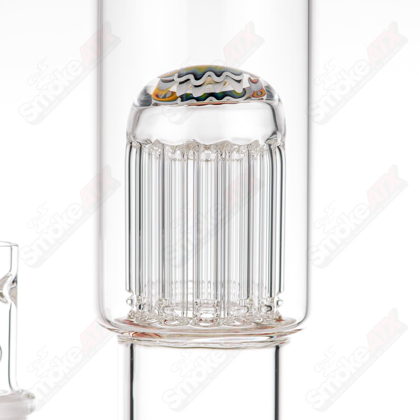 #2 18mm 7/13 Arm Perc w Worked Sections Toro Glass - Smoke ATX