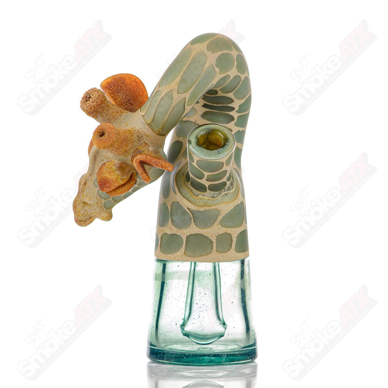 Giraffe Bent Kneck Bottle Rig Robertson Glass Atlantis - Smoke ATX