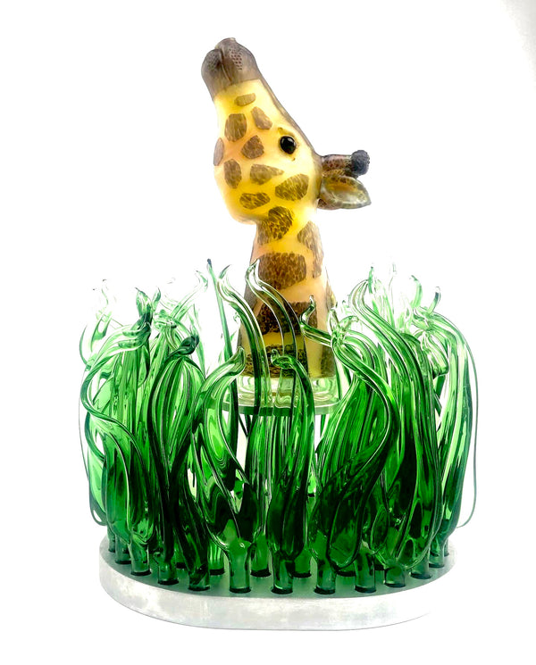 Giraffe On The Grass By Addison Hanna - Smoke ATX