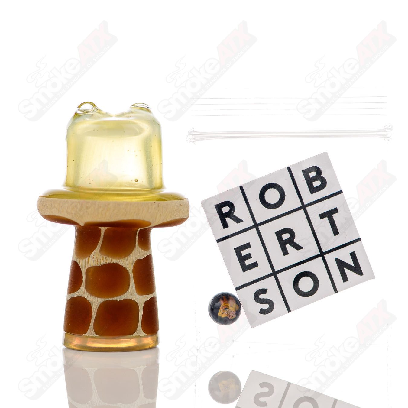 Fumed Giraffe Spinner Cap w Pearl Robertson Glass - Smoke ATX