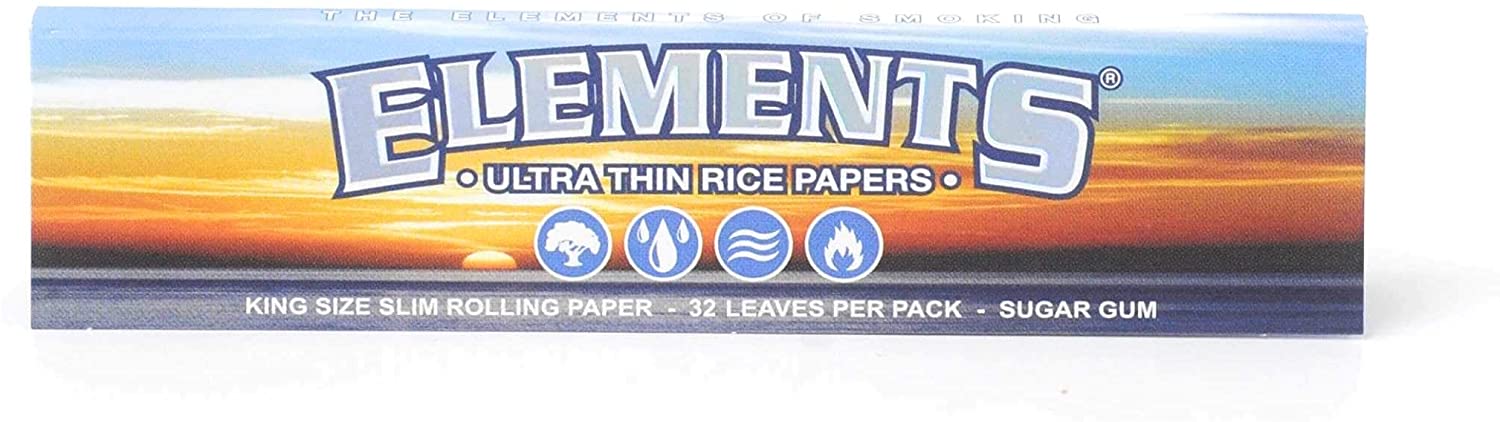 King Size Ultra Thin Rice Rolling Papers Elements - Smoke ATX