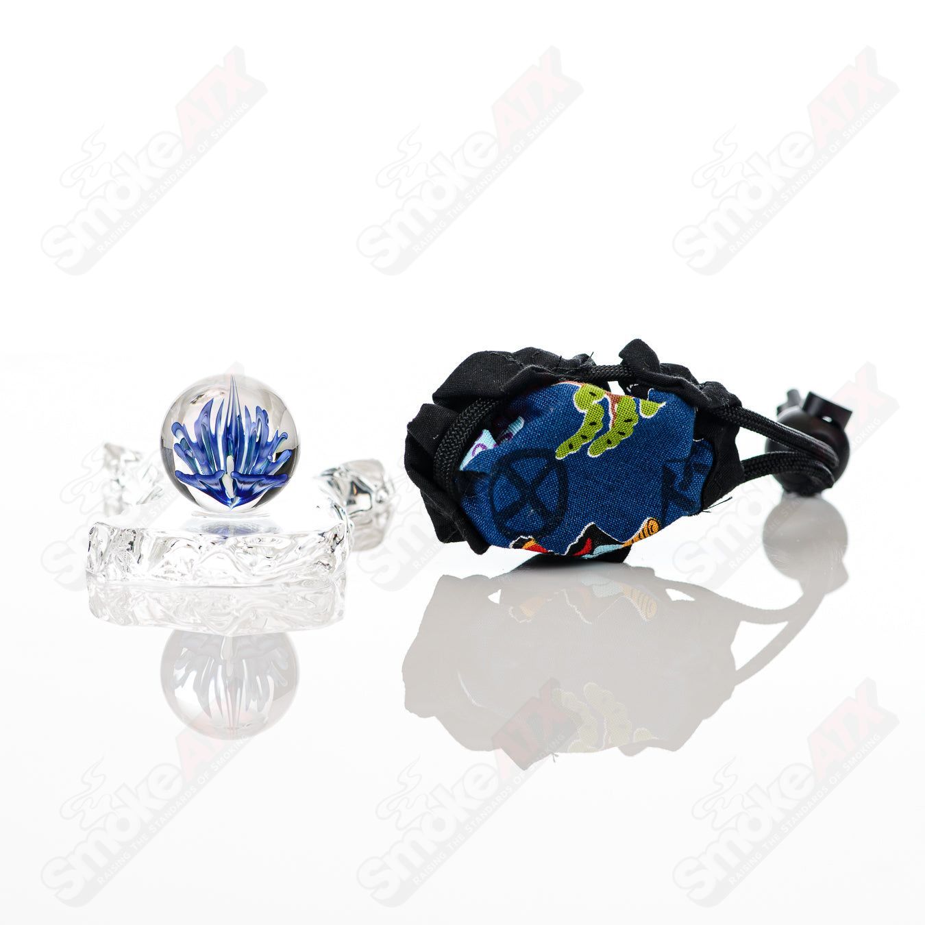 Kobuki Glass Blue Flower Topper Marble - Smoke ATX