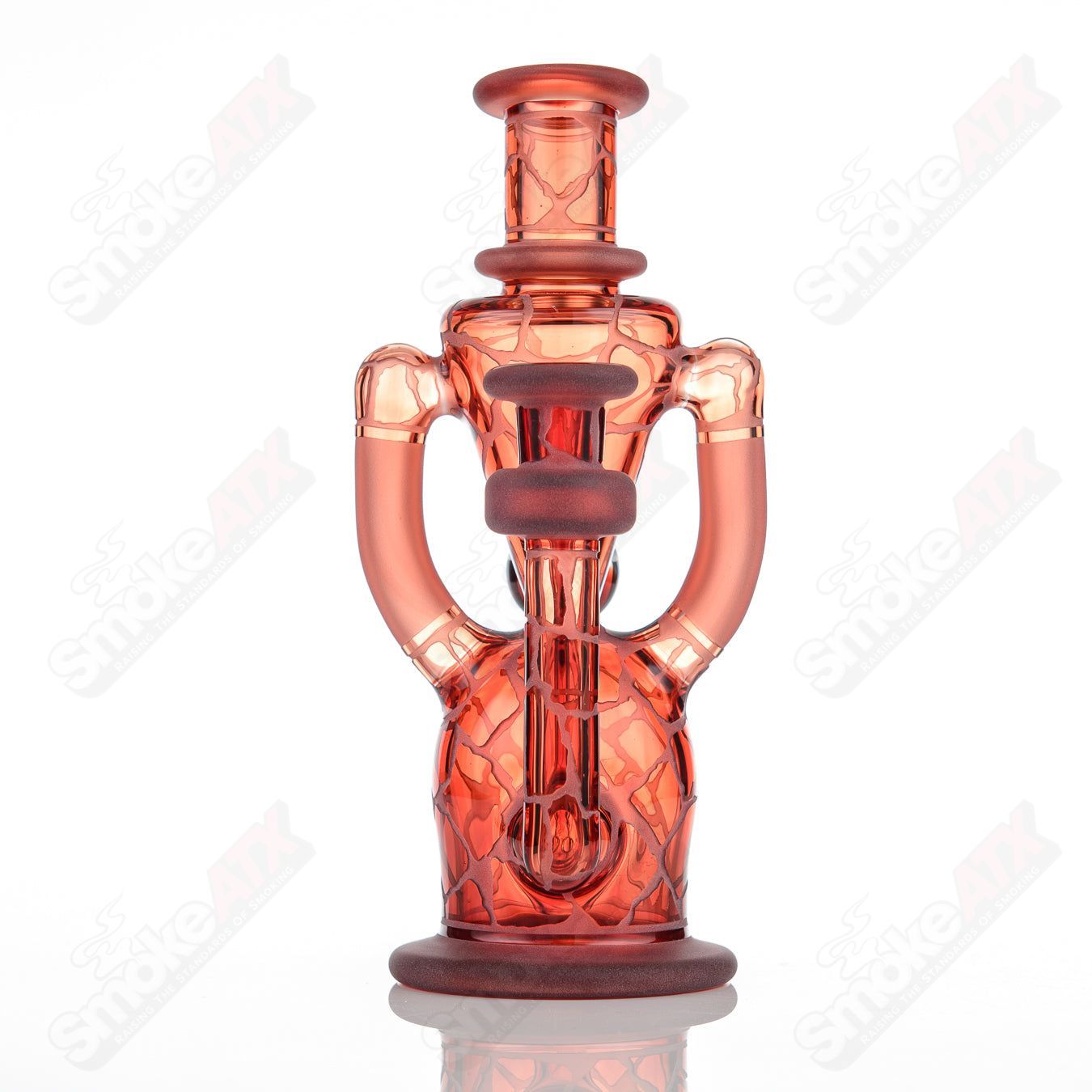 Pomegranate Single Color Double Up Rig Rooster Glass - Smoke ATX
