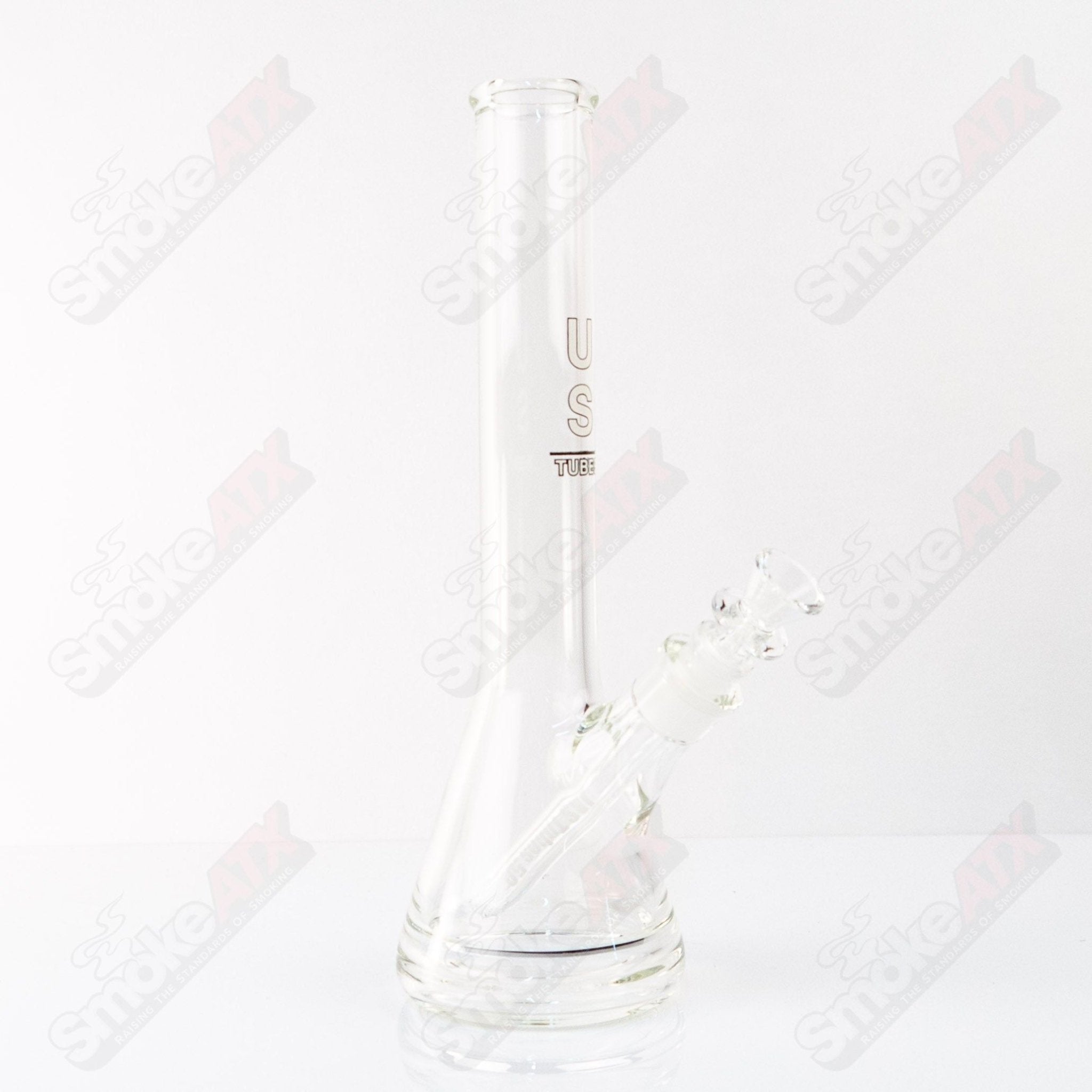 US Tubes - 12" Beaker 38x5 White Black Outline Decal - Smoke ATX