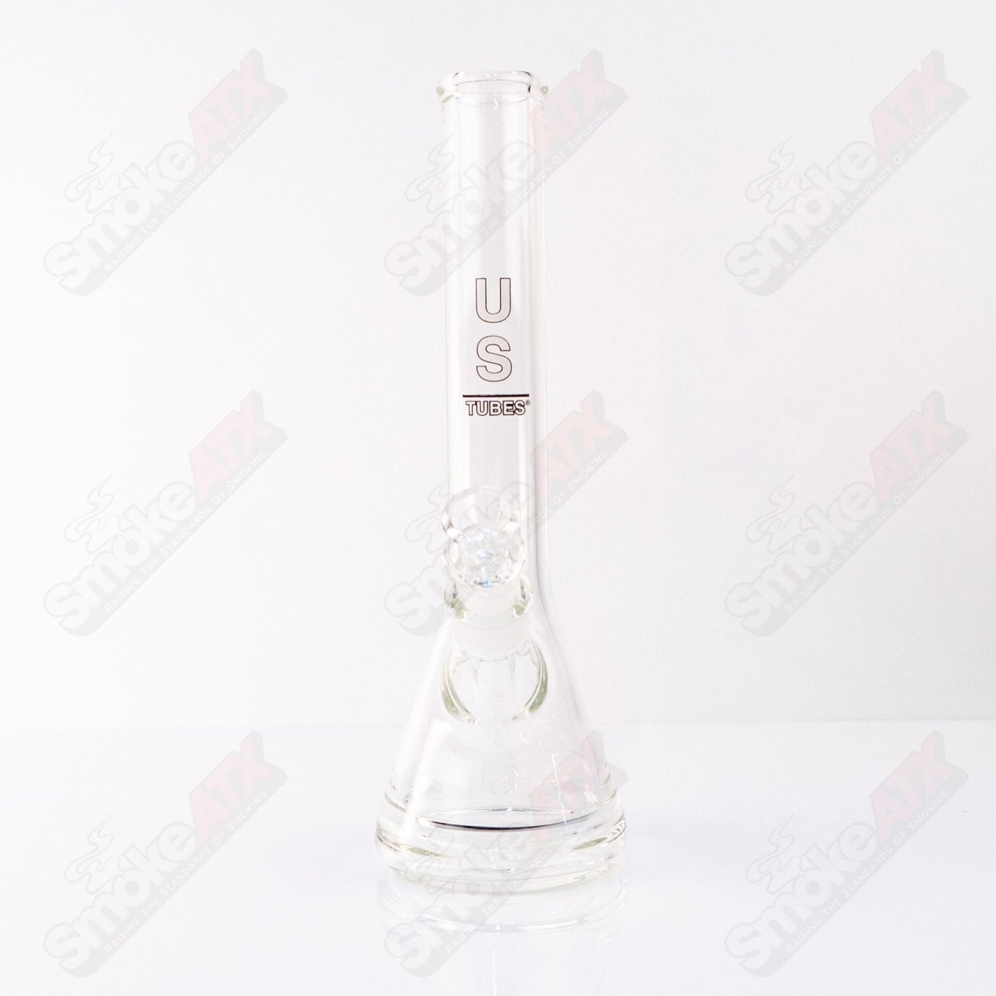 US Tubes - 12" Beaker 38x5 White Black Outline Decal - Smoke ATX