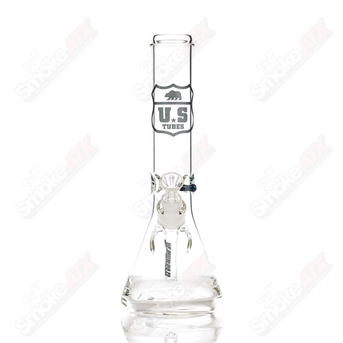 Us Tubes Beaker 12" 50x5 - Constriction - Black Highway Decal - Smoke ATX