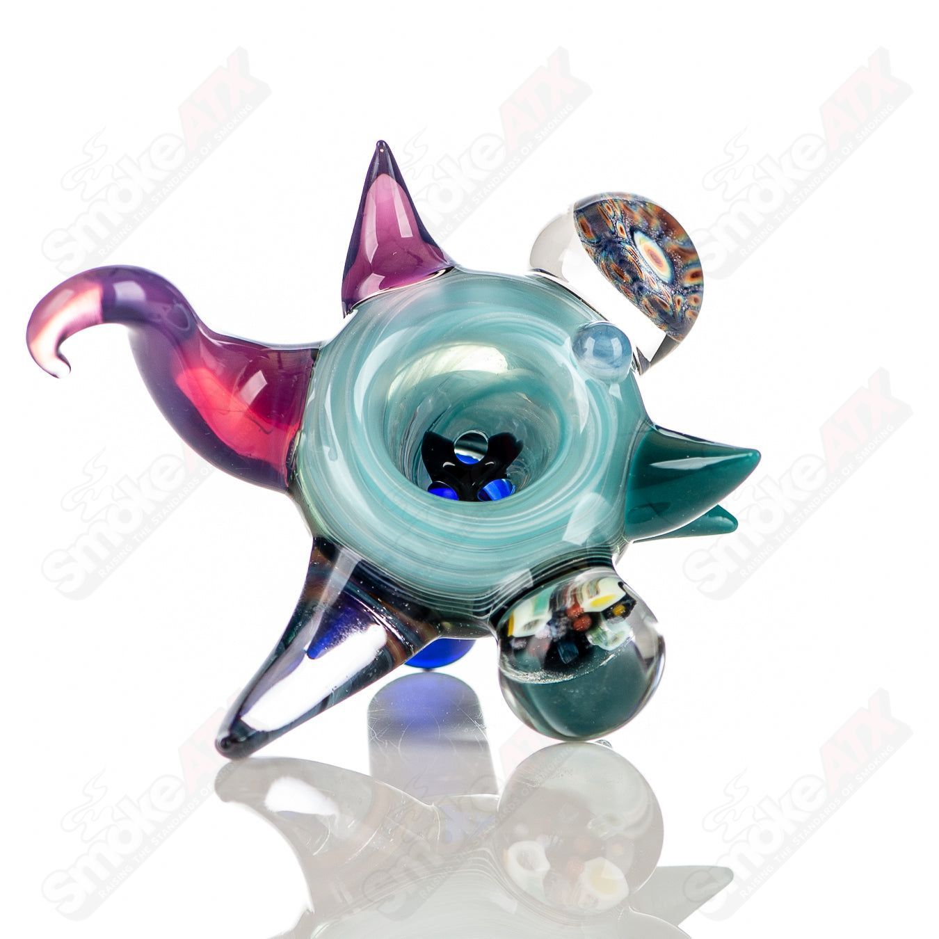 #3 14mm Full Color Worked Horn Milli Bowl JMass - Smoke ATX