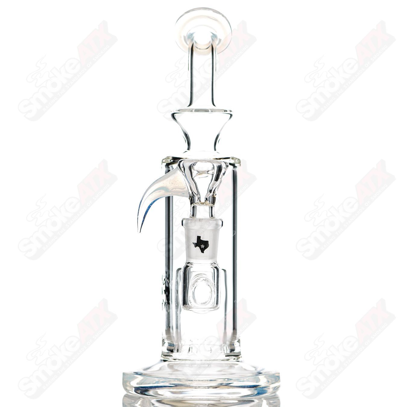8in 14mm Bubble-Bucket Perc Rig w/ Flower Bowl (Ghost) Texas Tubes - Smoke ATX