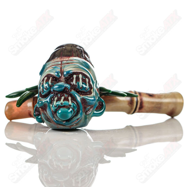 Shrunken Head Sidecar Dry Pipe Ghost Glass - Smoke ATX