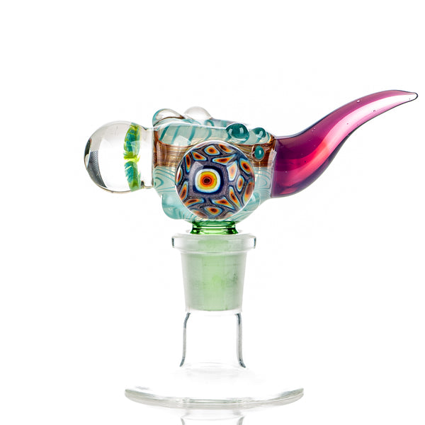 #11 14mm Full Color Worked Horn Milli Bowl JMass - Smoke ATX