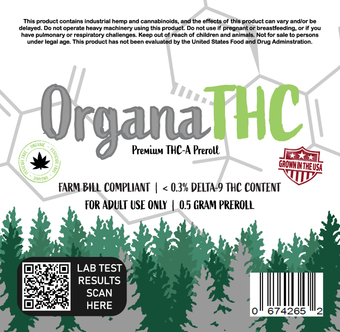 0.5g THCA Mini Cone Pre-Roll OrganaTHC - Smoke ATX 