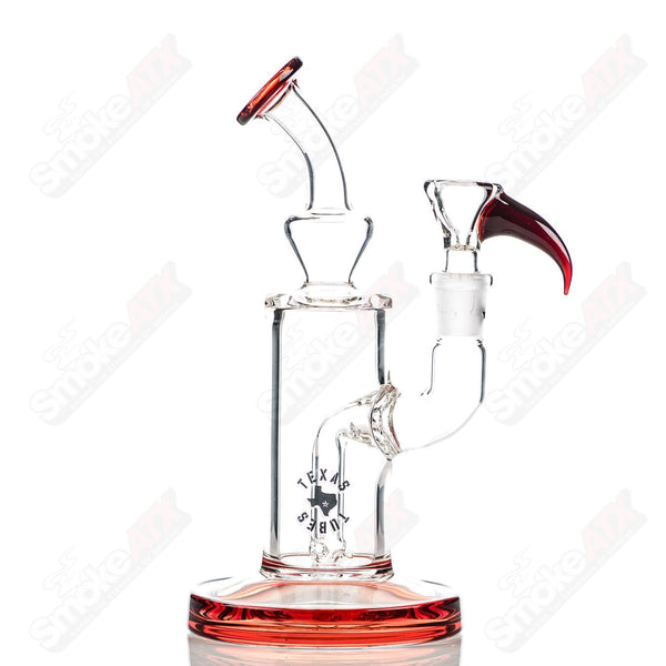 8in 14mm Rig w/ Flower Bowl (Red Elvis) Texas Tubes - Smoke ATX