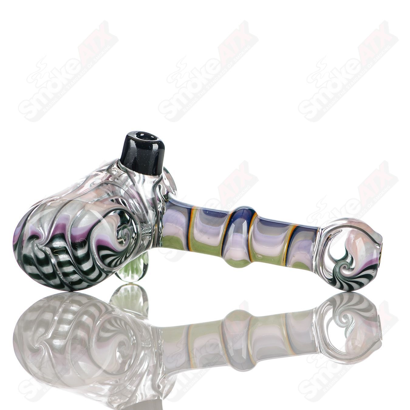 #6 Wig Wag Hammer Dry Pipe Katy Wright Glass - Smoke ATX