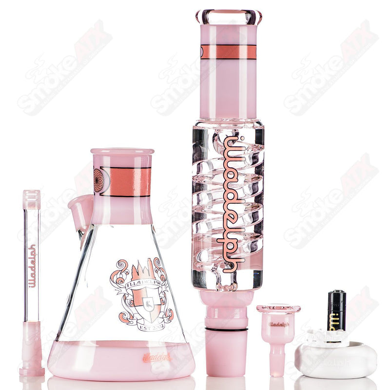 2pc Set 15" Milky Pink Full Color Signature Coil Condenser + Base Illadelph - Smoke ATX