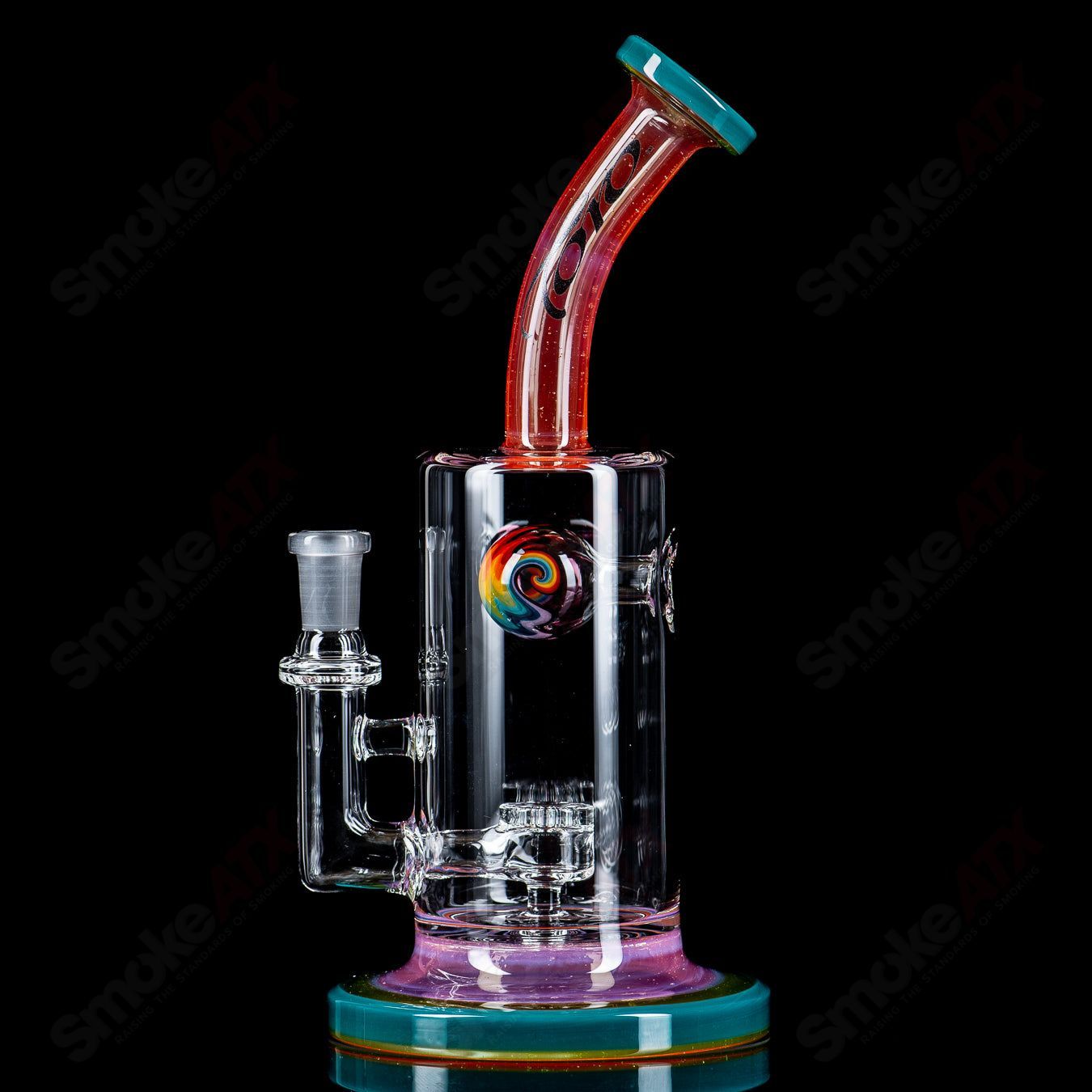 1 10mm Jetperc Full Color Foot/Moothpiece by Toro Glass - Smoke ATX