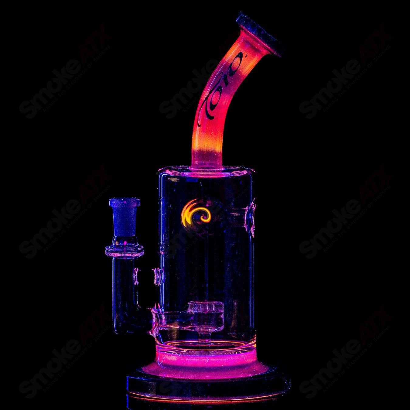 1 10mm Jetperc Full Color Foot/Moothpiece by Toro Glass - Smoke ATX