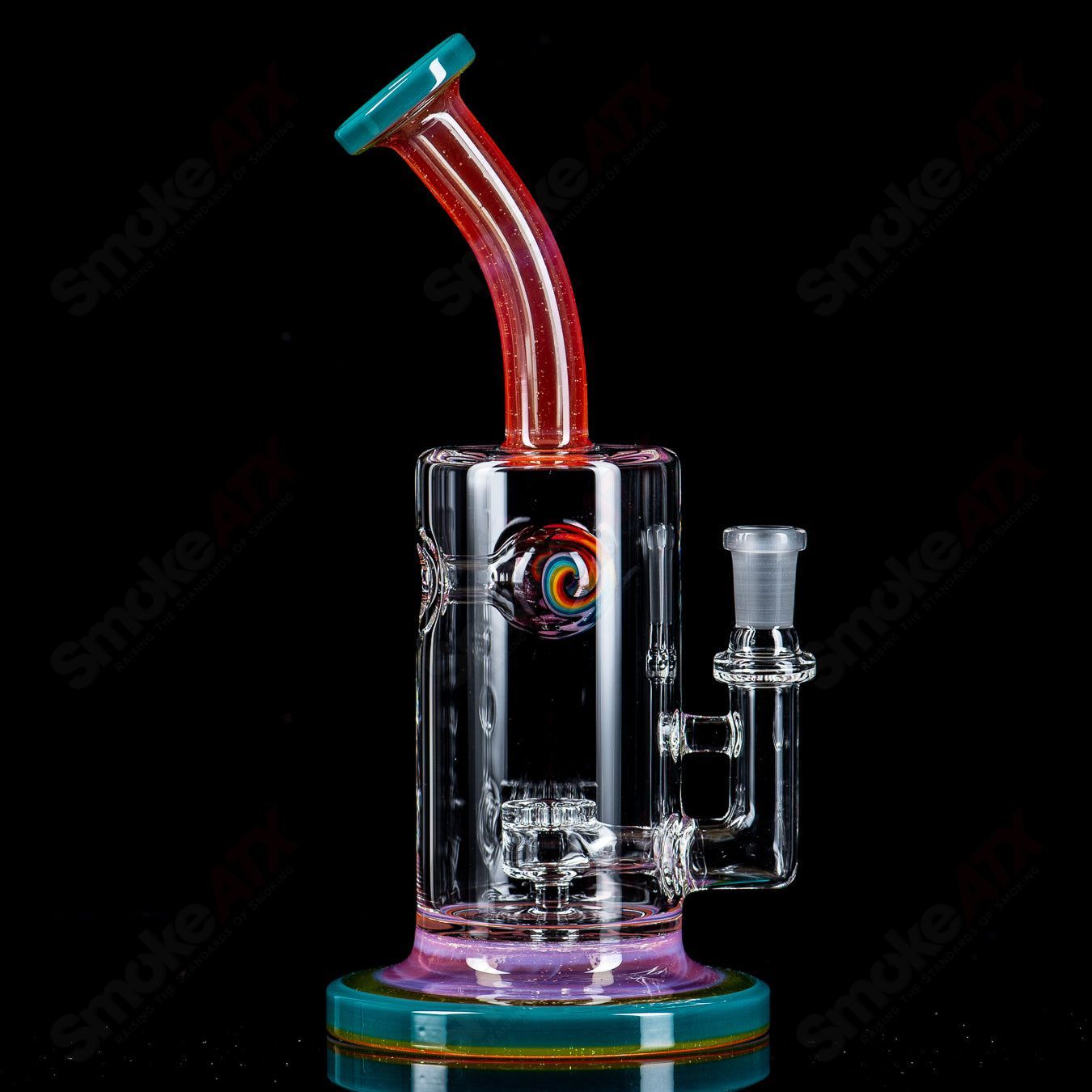 1 10mm Jetperc Full Color Foot/Moothpiece by Toro Glass - Smoke ATX