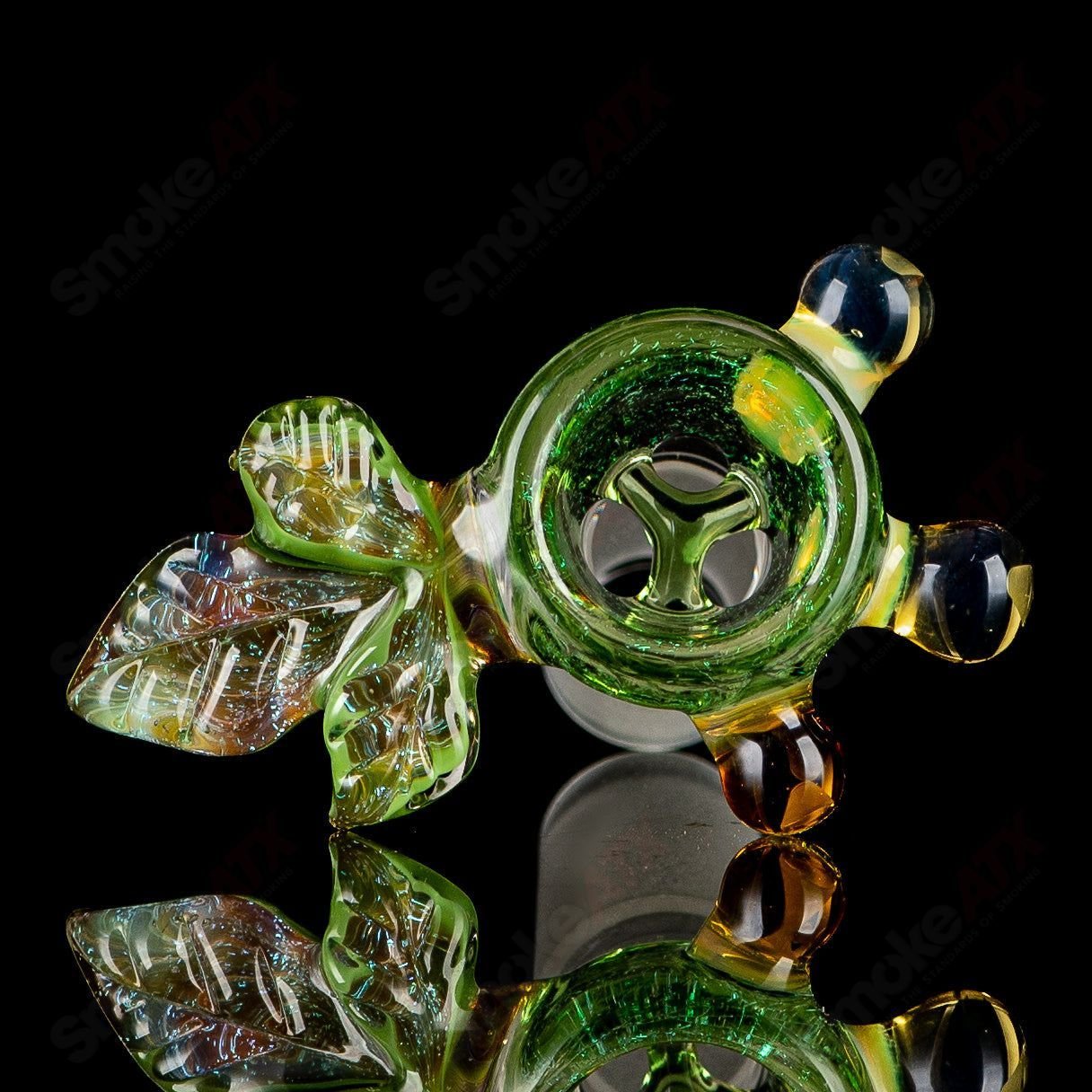 1 14mm Green 3 Hole Slide (UV Leaf) Mr. Gray - Smoke ATX