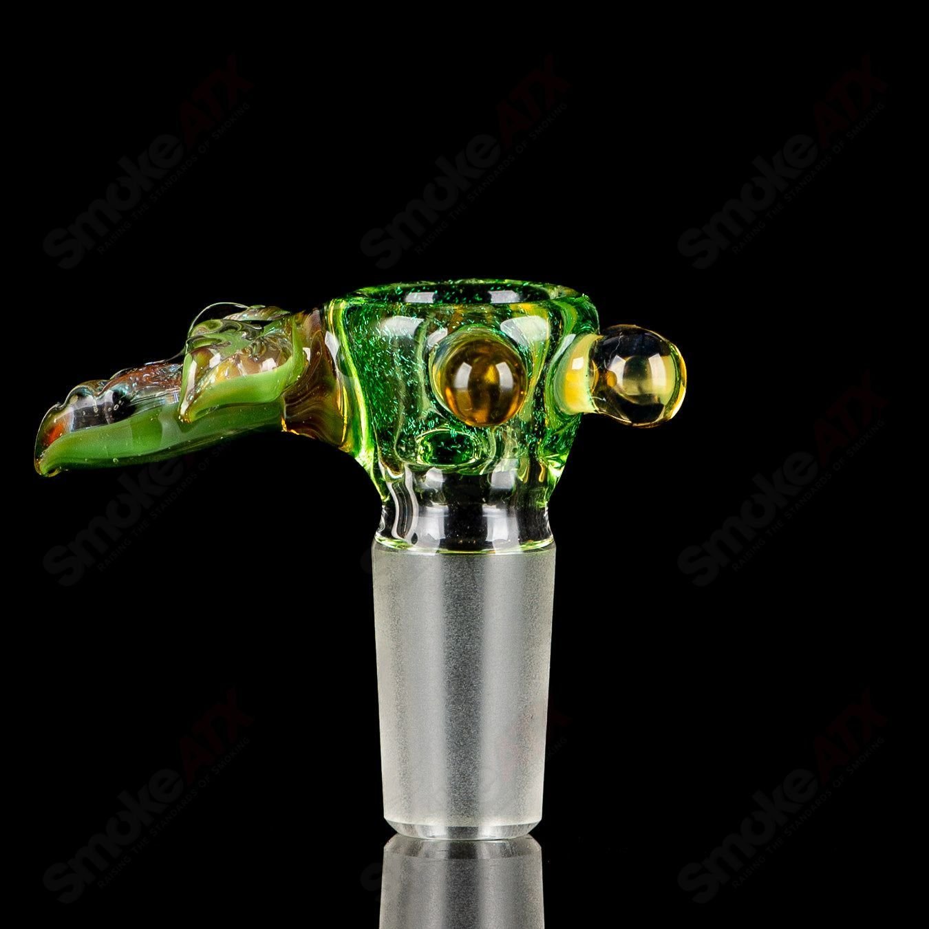 1 14mm Green 3 Hole Slide (UV Leaf) Mr. Gray - Smoke ATX