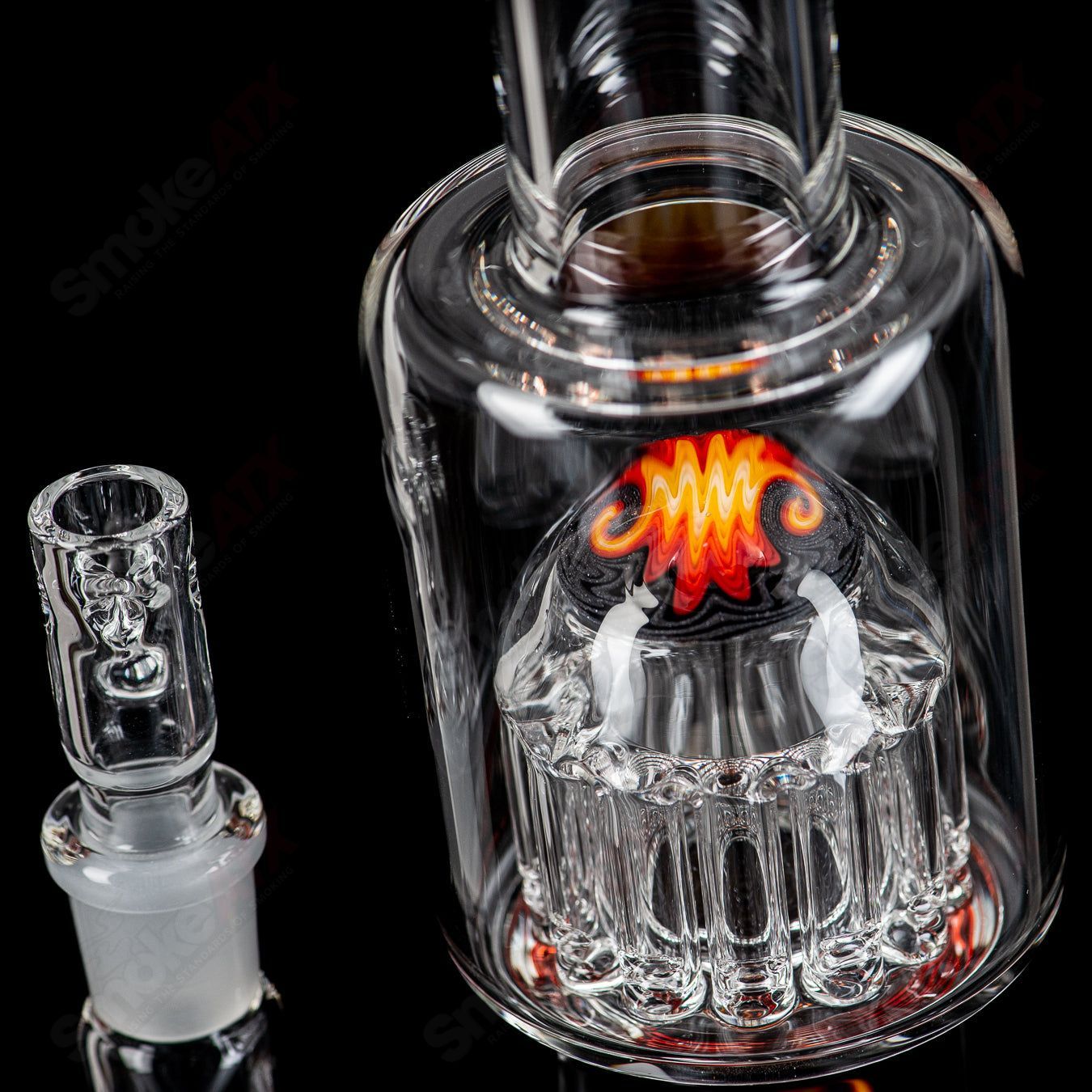 1 14mm Mini 7/13 Arm Perc w/ Worked Section Toro Glass - Smoke ATX