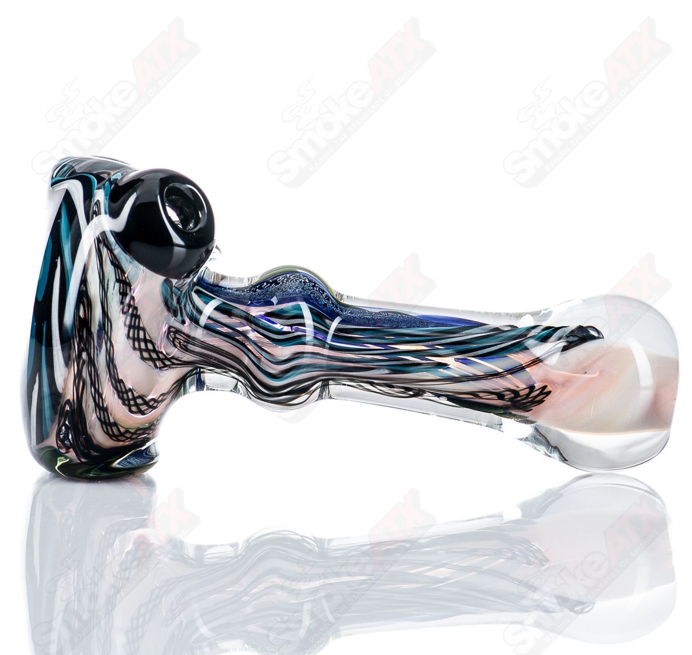 1 Dichro Strip w/ Color Flower Spoon Talent Glass - Smoke ATX