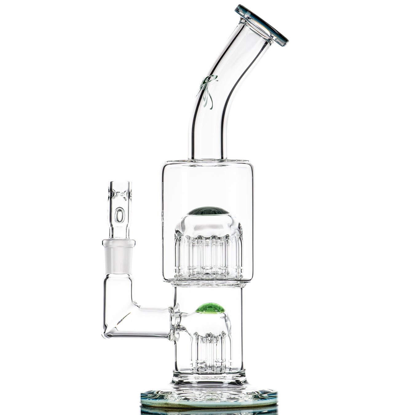 1 Double Micro 7/13 Arm Perc w/ Colored Caps by Toro Glass - Smoke ATX
