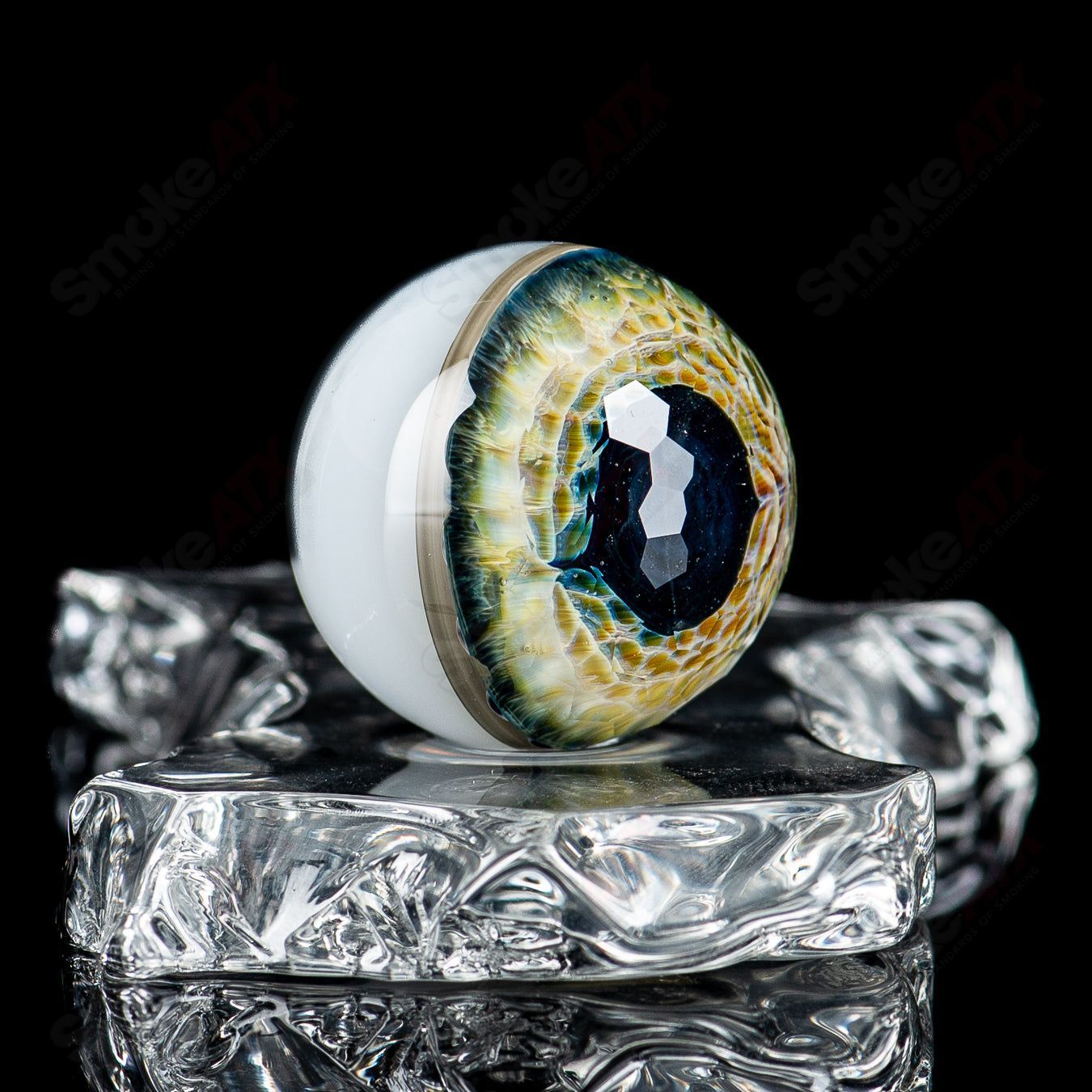 1 Faceted Eye Marble Indo Glass x Fatal Facets - Smoke ATX