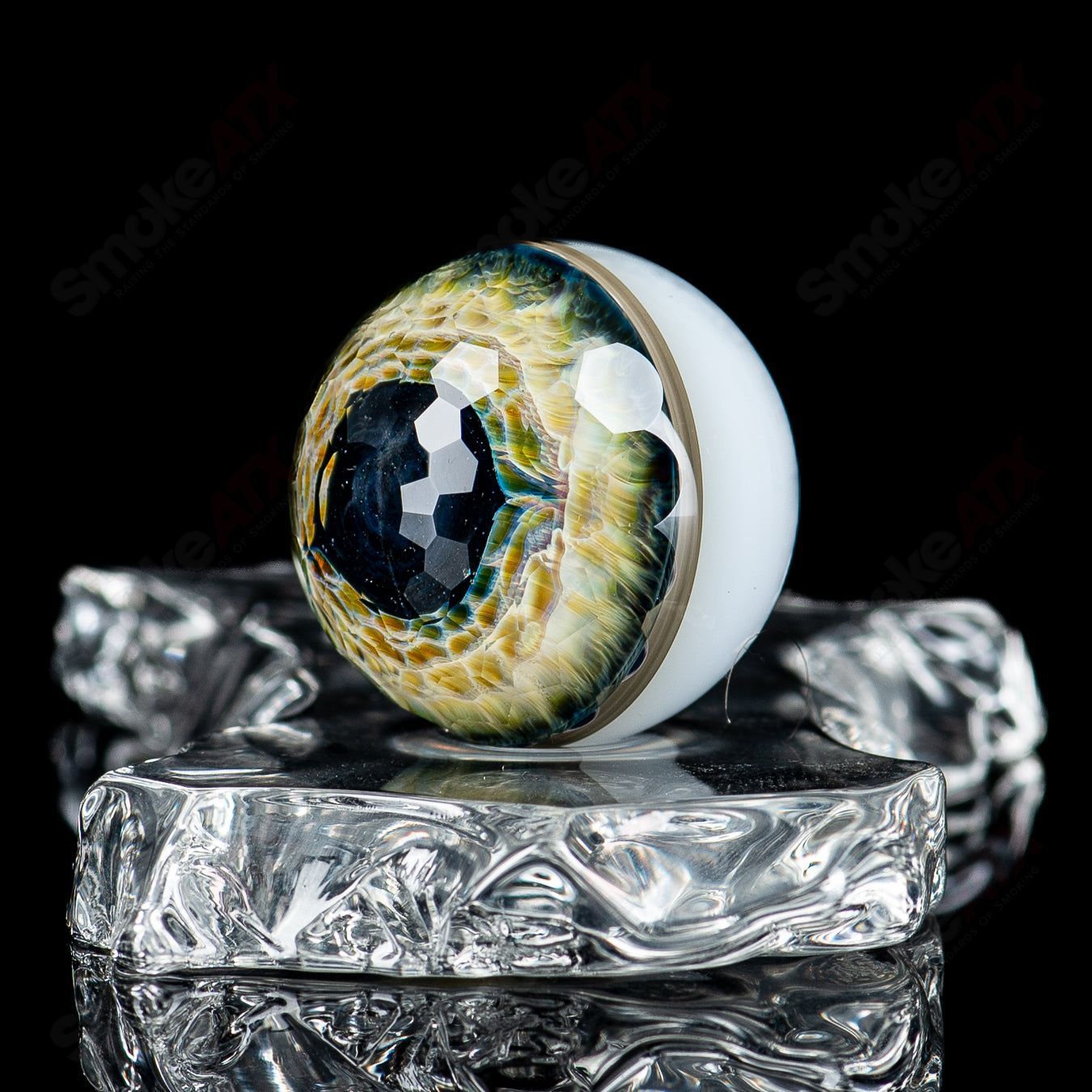 1 Faceted Eye Marble Indo Glass x Fatal Facets - Smoke ATX