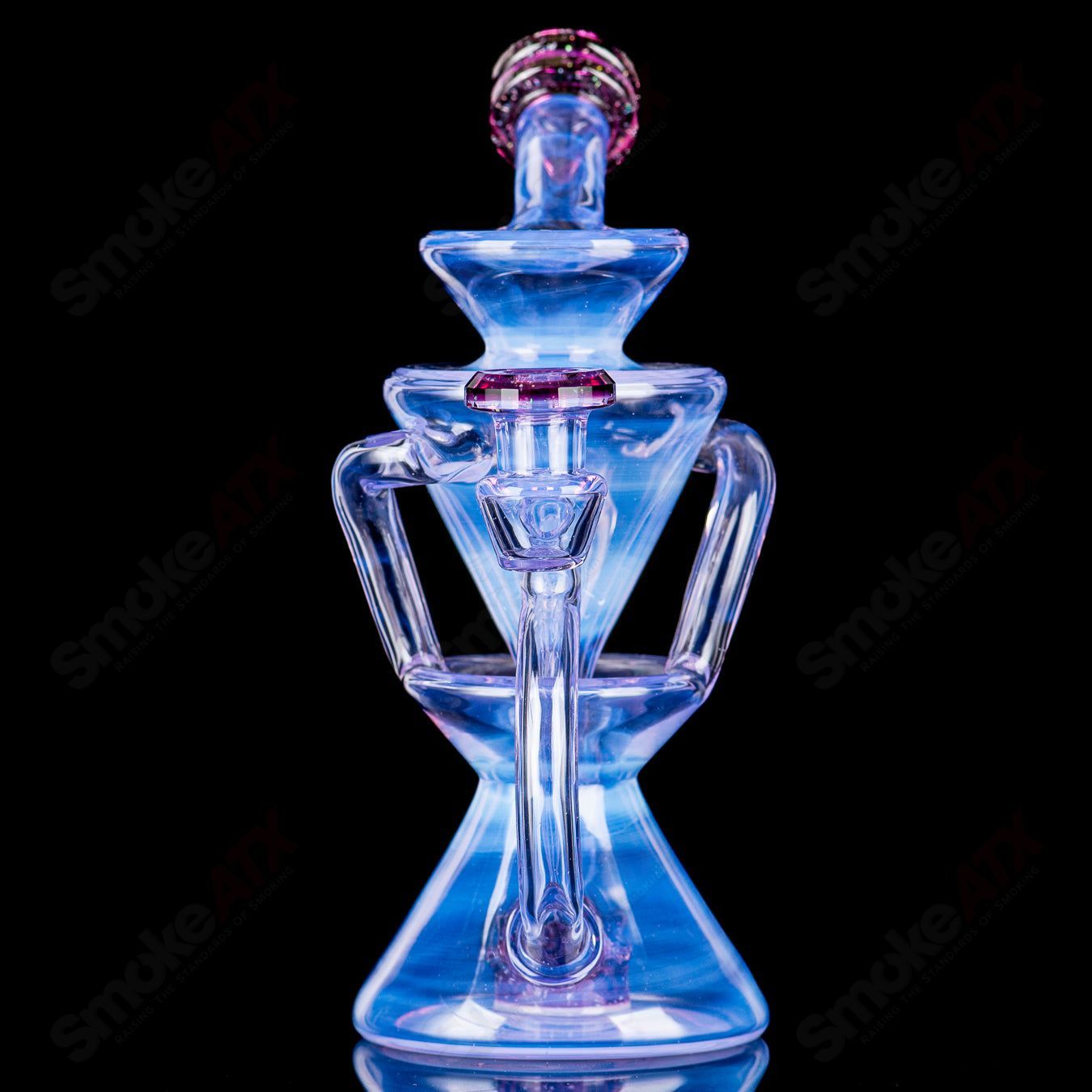 1 Faceted Two & Through Full - Size Recycler w/ Opal by Captn Chronic - Smoke ATX