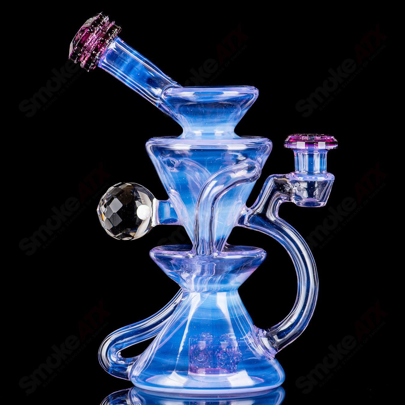1 Faceted Two & Through Full - Size Recycler w/ Opal by Captn Chronic - Smoke ATX