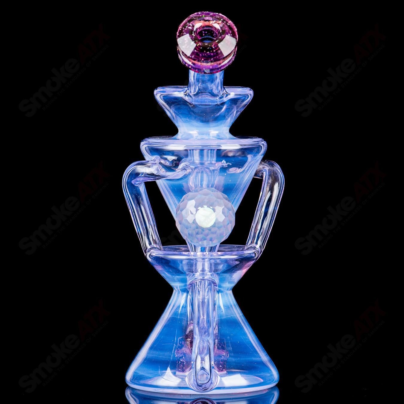 1 Faceted Two & Through Full - Size Recycler w/ Opal by Captn Chronic - Smoke ATX