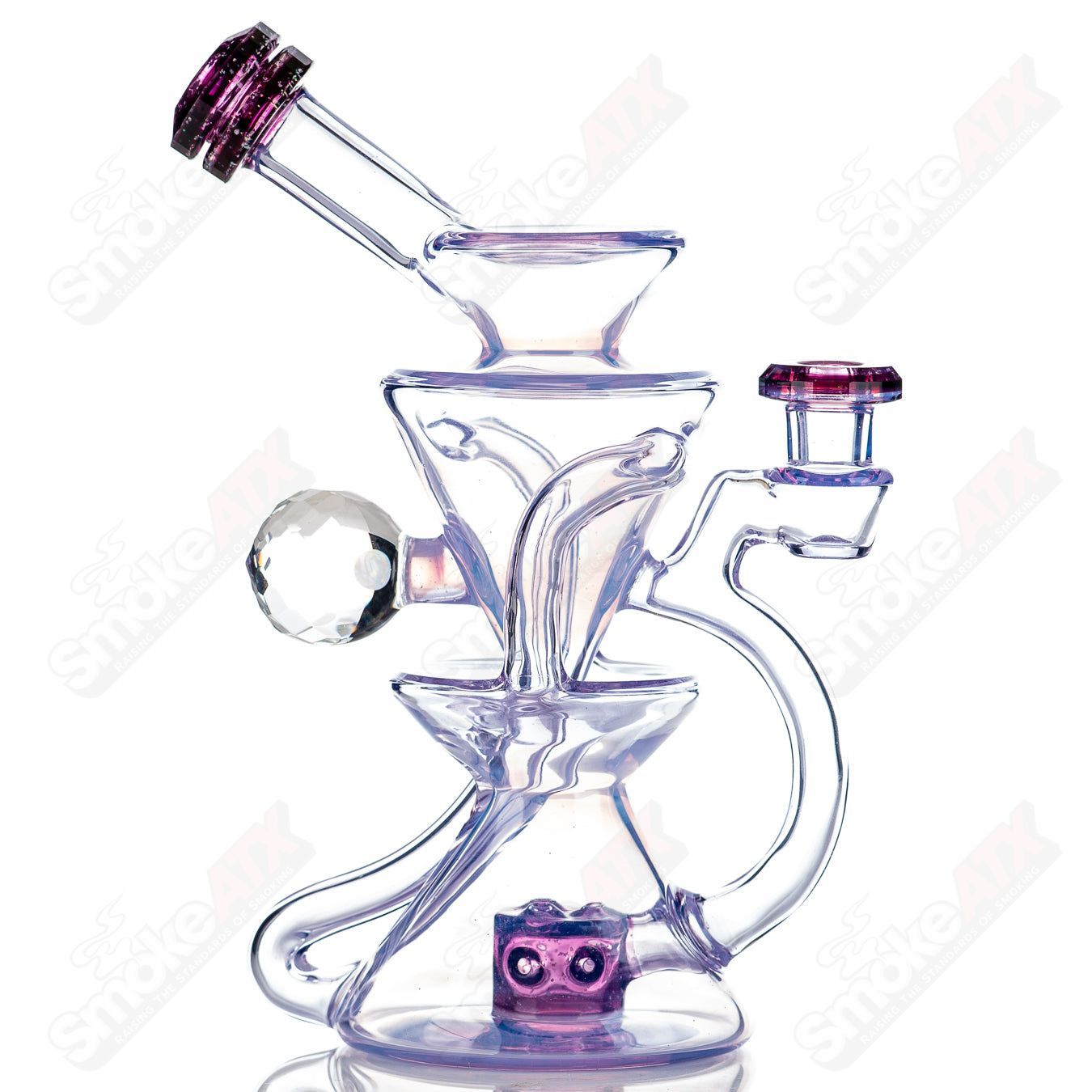 1 Faceted Two & Through Full - Size Recycler w/ Opal by Captn Chronic - Smoke ATX