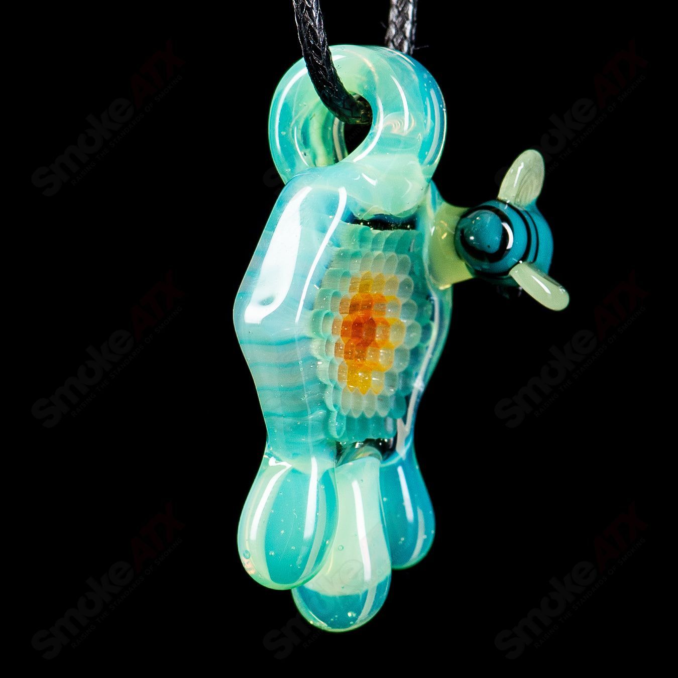 1 Small Color Honeycomb Drip Pendant by Joe P Glass - Smoke ATX