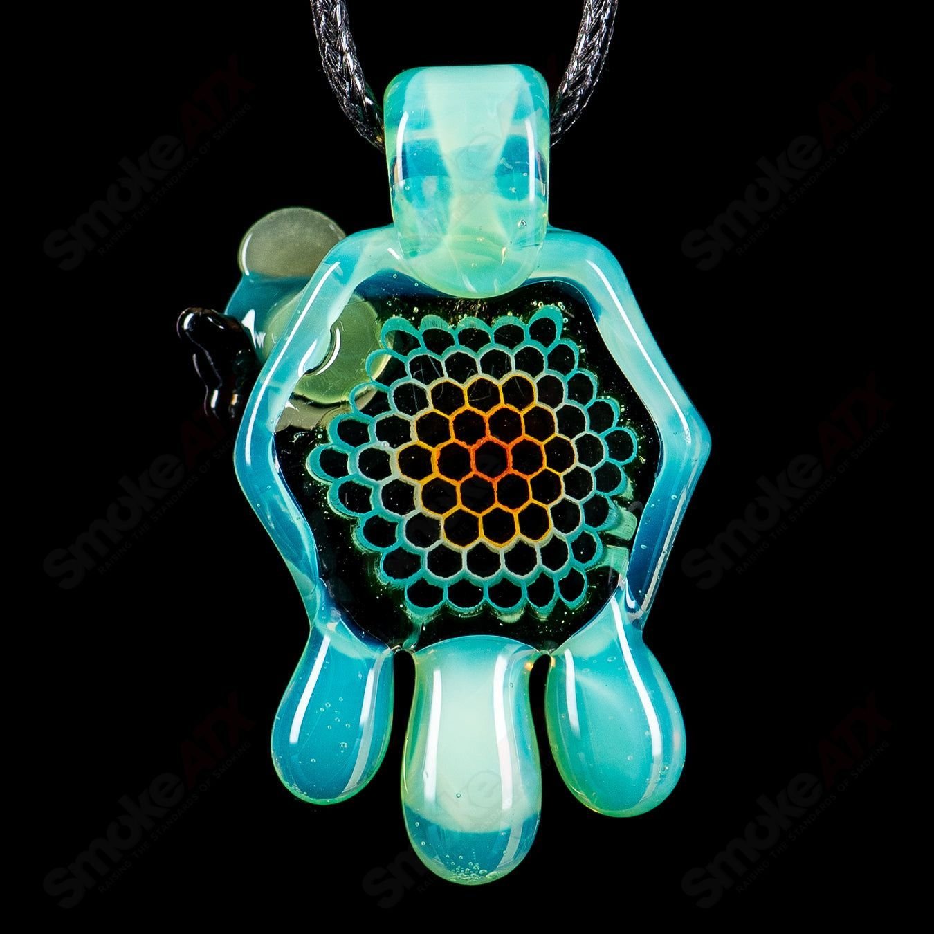 1 Small Color Honeycomb Drip Pendant by Joe P Glass - Smoke ATX
