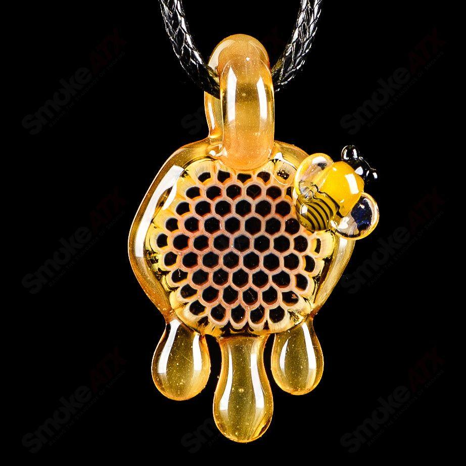 1 Small Honeycomb Drip Pendant Joe P Glass - Smoke ATX