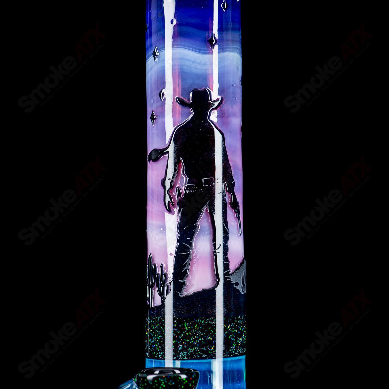 1 Straight Tube w/ Gridded Percs by Subliminal Glass - Smoke ATX