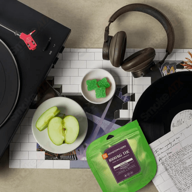 1000mg Green Apple Max Delta 8 Gummies Hometown Hero - Smoke ATX